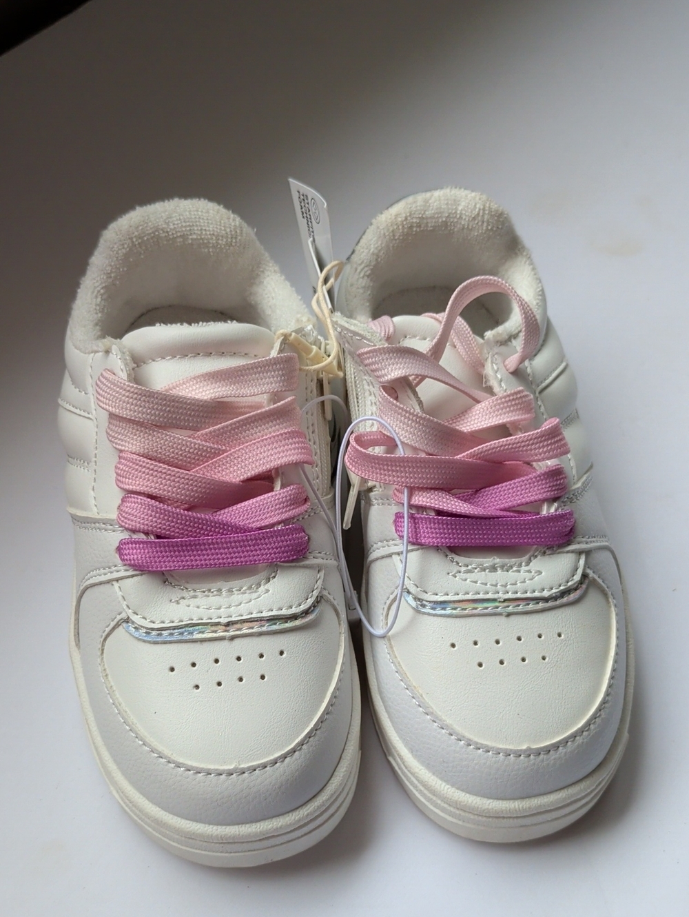 Zara Kids White Sneakers with Pink Ombre Laces